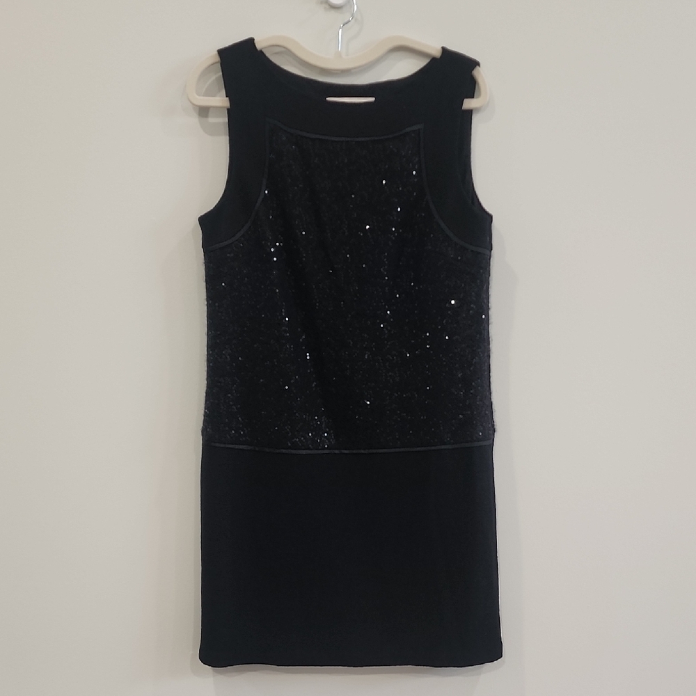 LOFT Black Sparkle Wool Mini Dress, Size 8